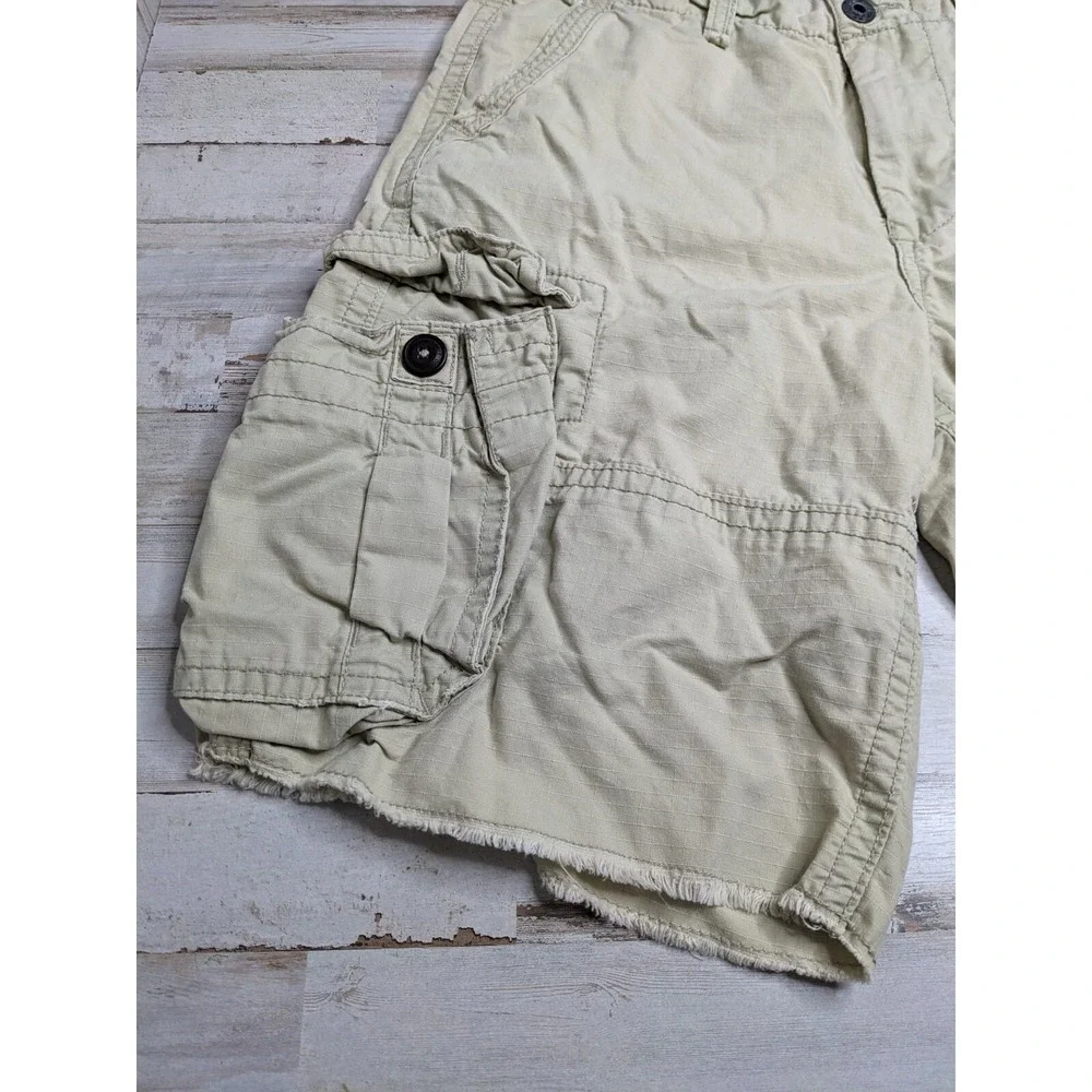 American Eagle Cargo Shorts Mens 30‎ Tan Khaki Ripstop Longboard Outdoors Skater